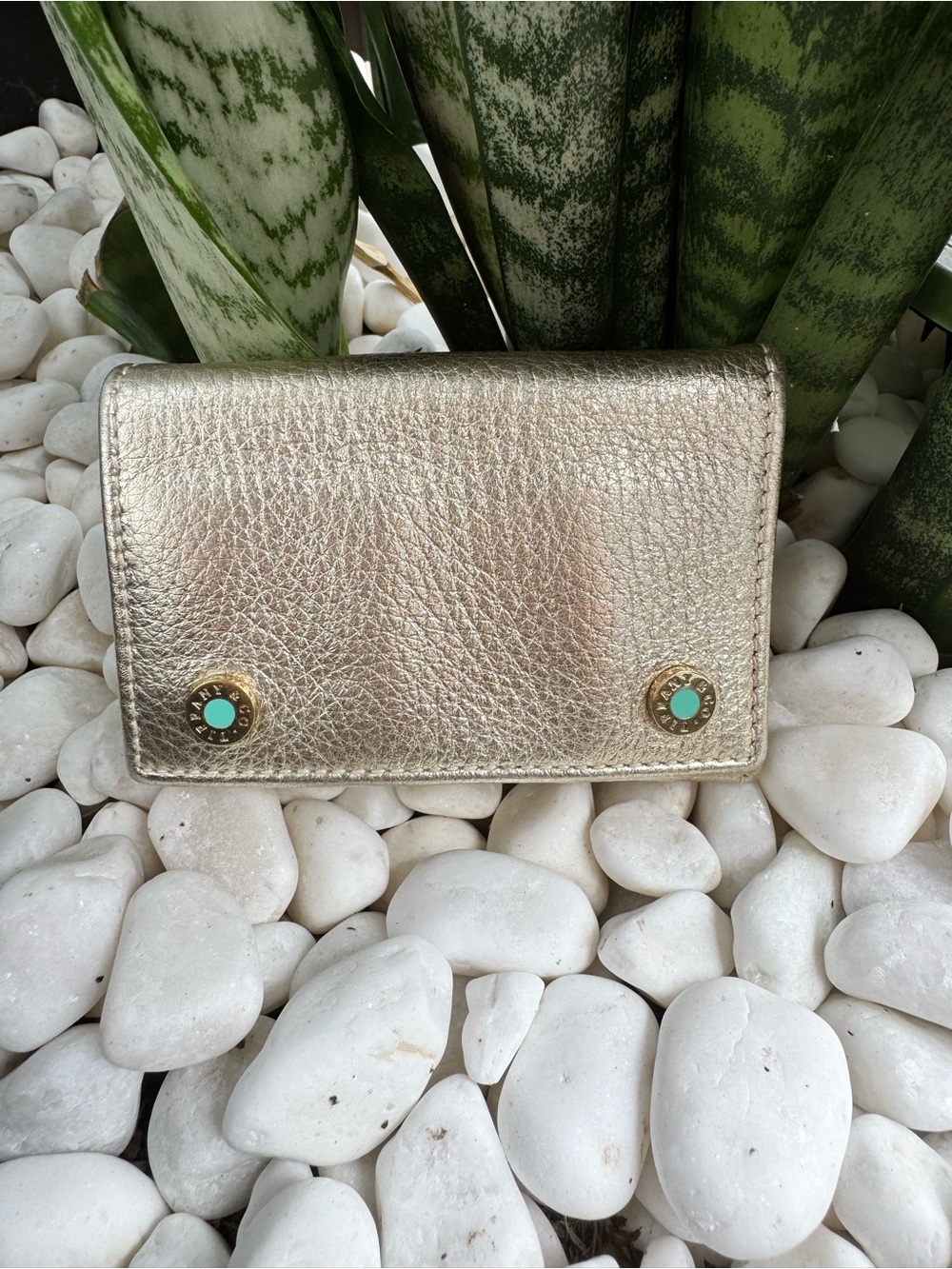 Tiffany & Co. Metallic Gold Leather 6 Hook Key Case Made in Spain